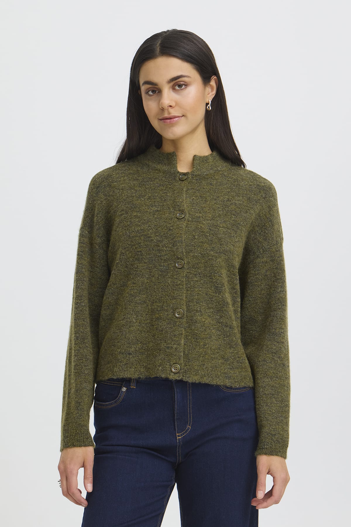 Cardigan FRSANNY CAR 10 Fir Green Melange Cardigan Fransa 