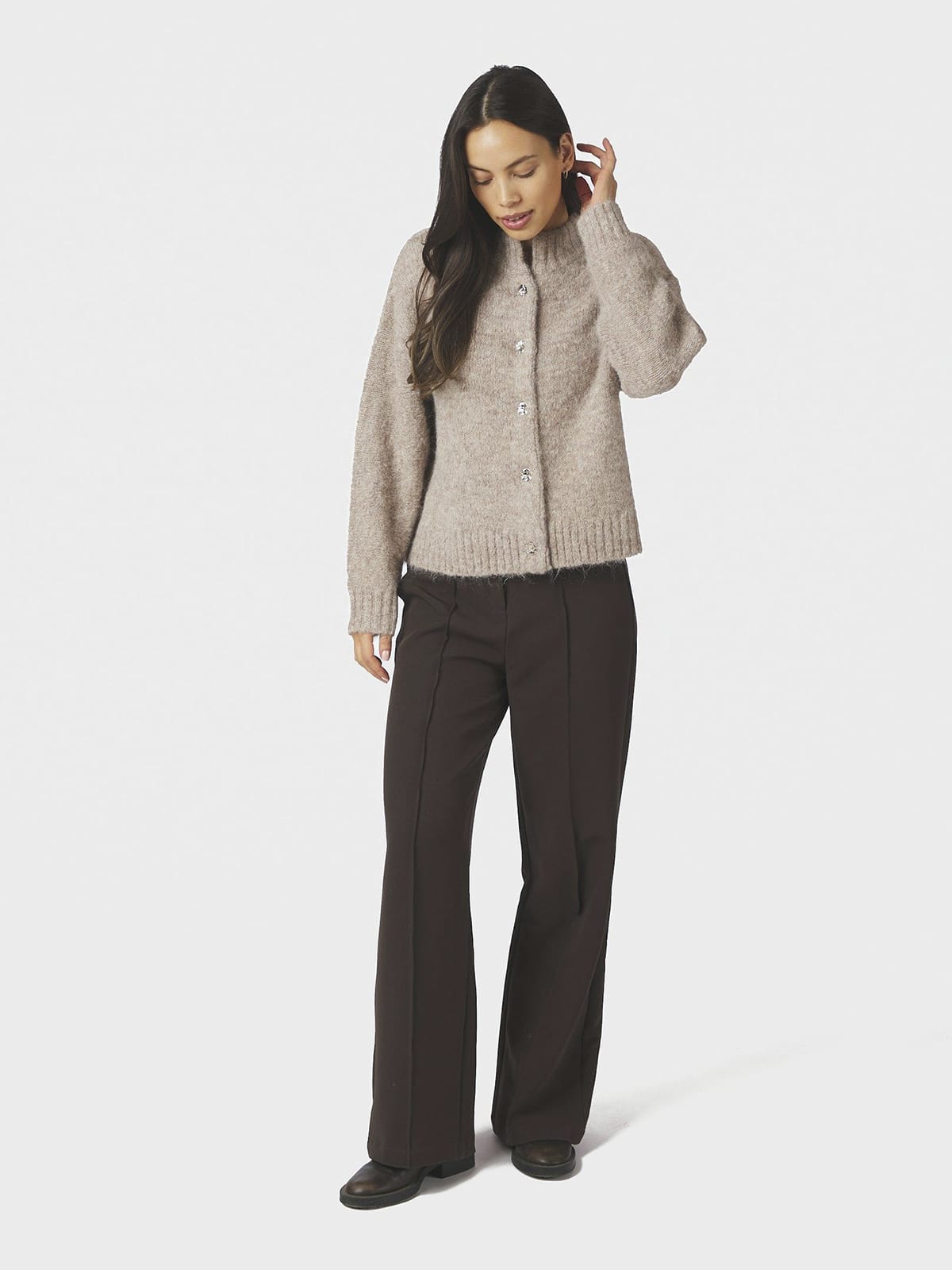 Cardigan Taura Fluffy Knit Beige Melange Cardigan Neo Noir 