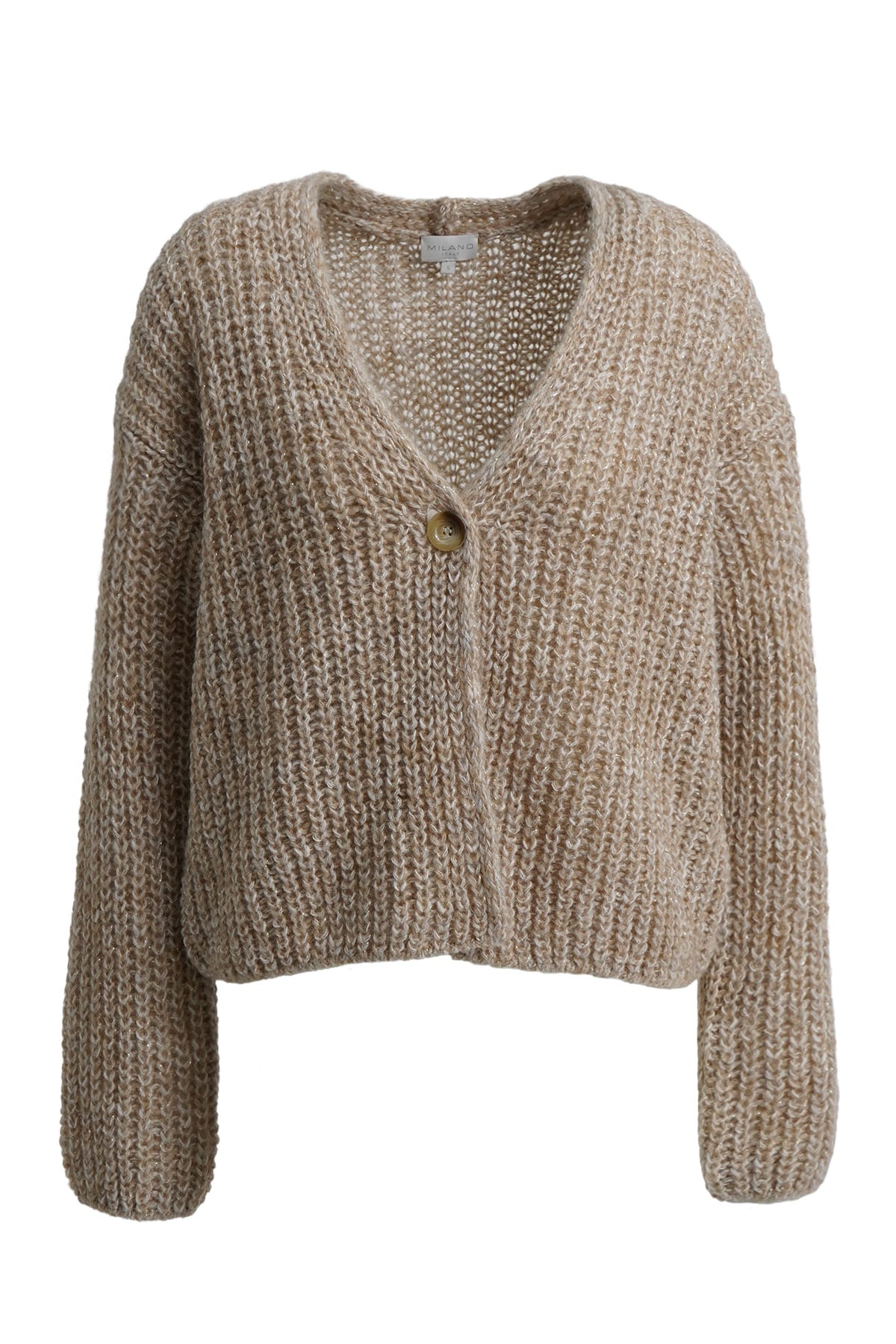 Cardigan v neck drop shoulder 1/1 sleeve sand Cardigan Milano 