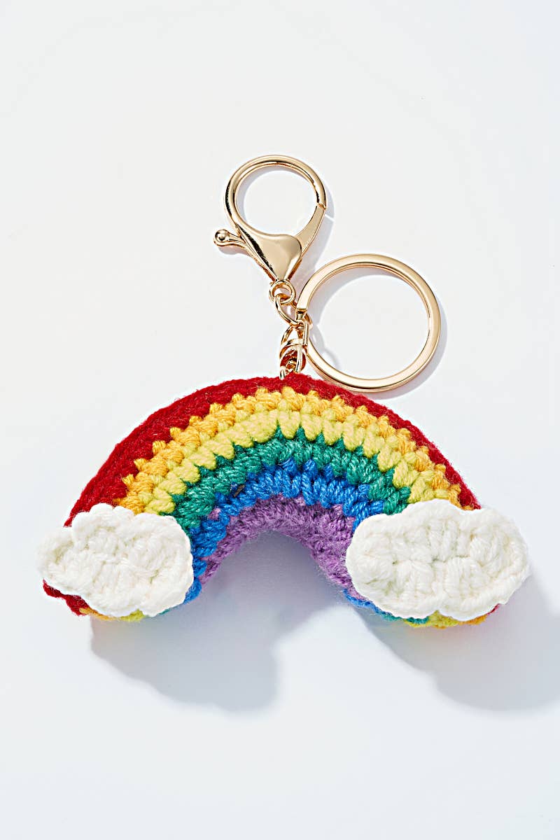 Gehäkelter Regenbogen-Taschenanhänger und Schlüsselanhänger PC011HZ Schlüsselanhänger BYREN | ÉLINE L'ATELIER 