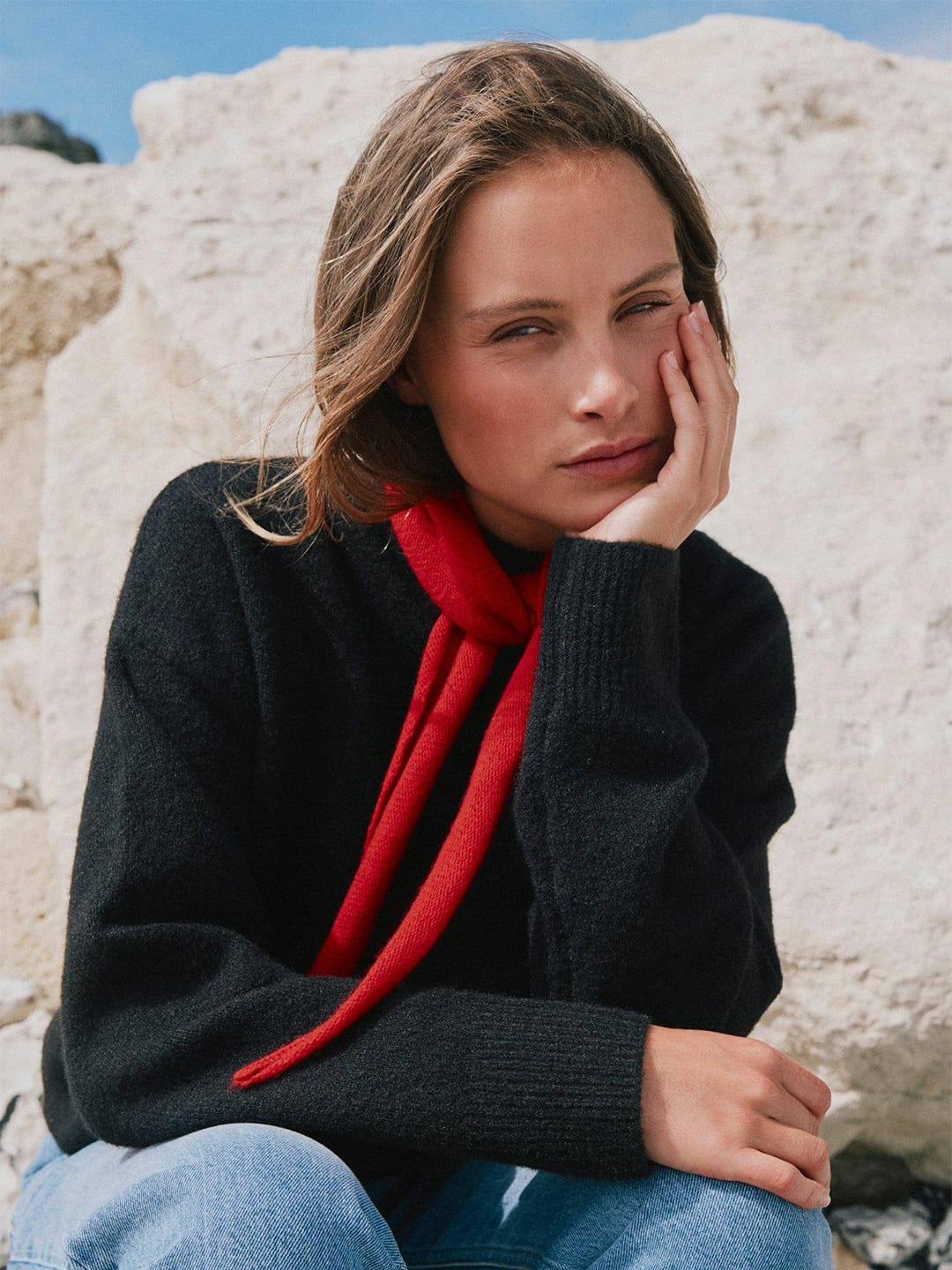 Halstuch Misty Knit Scarf Red Halstuch Neo Noir 
