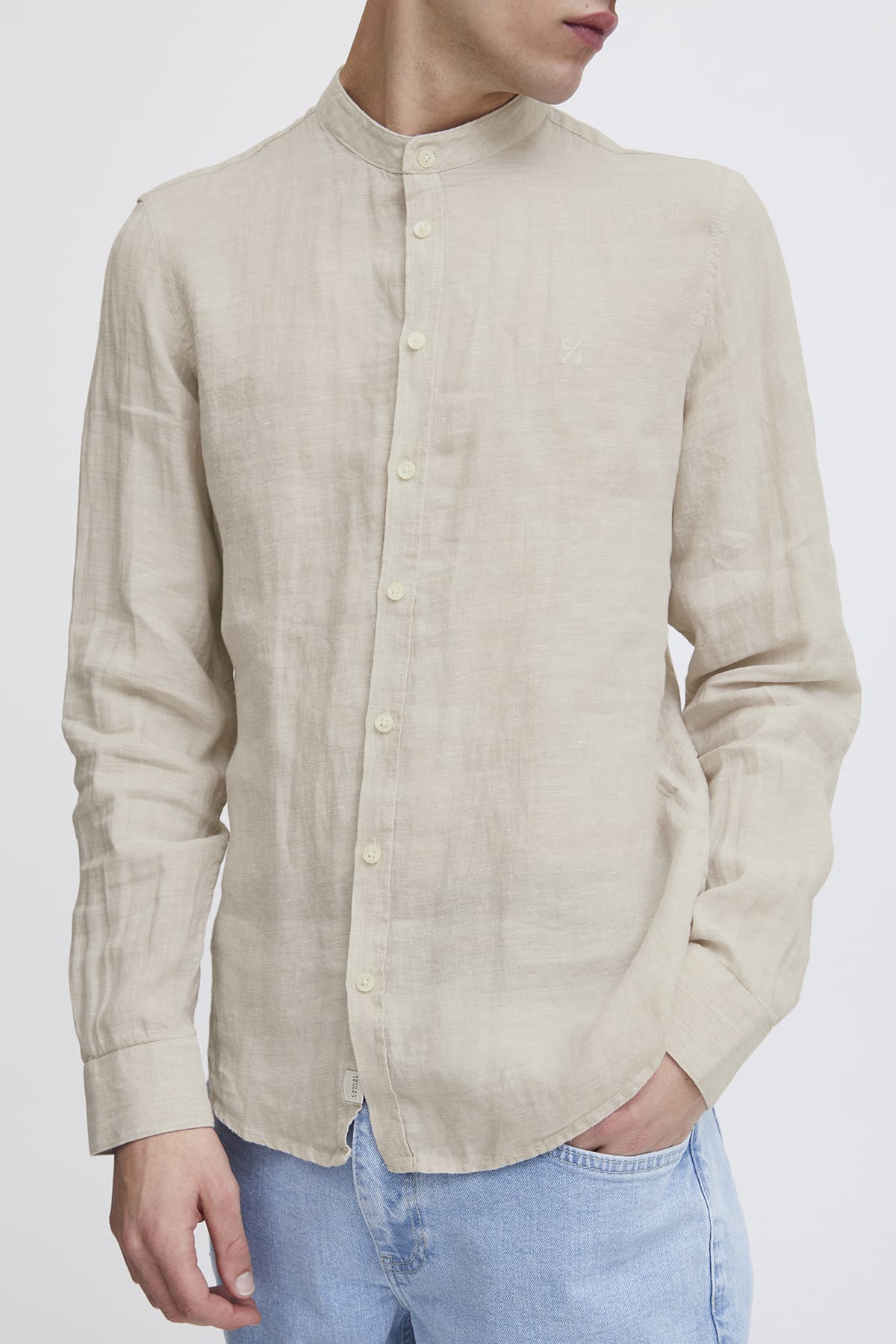 Hemd Anton LS CC linen shirt Chateau Gray Hemd Casual Friday 