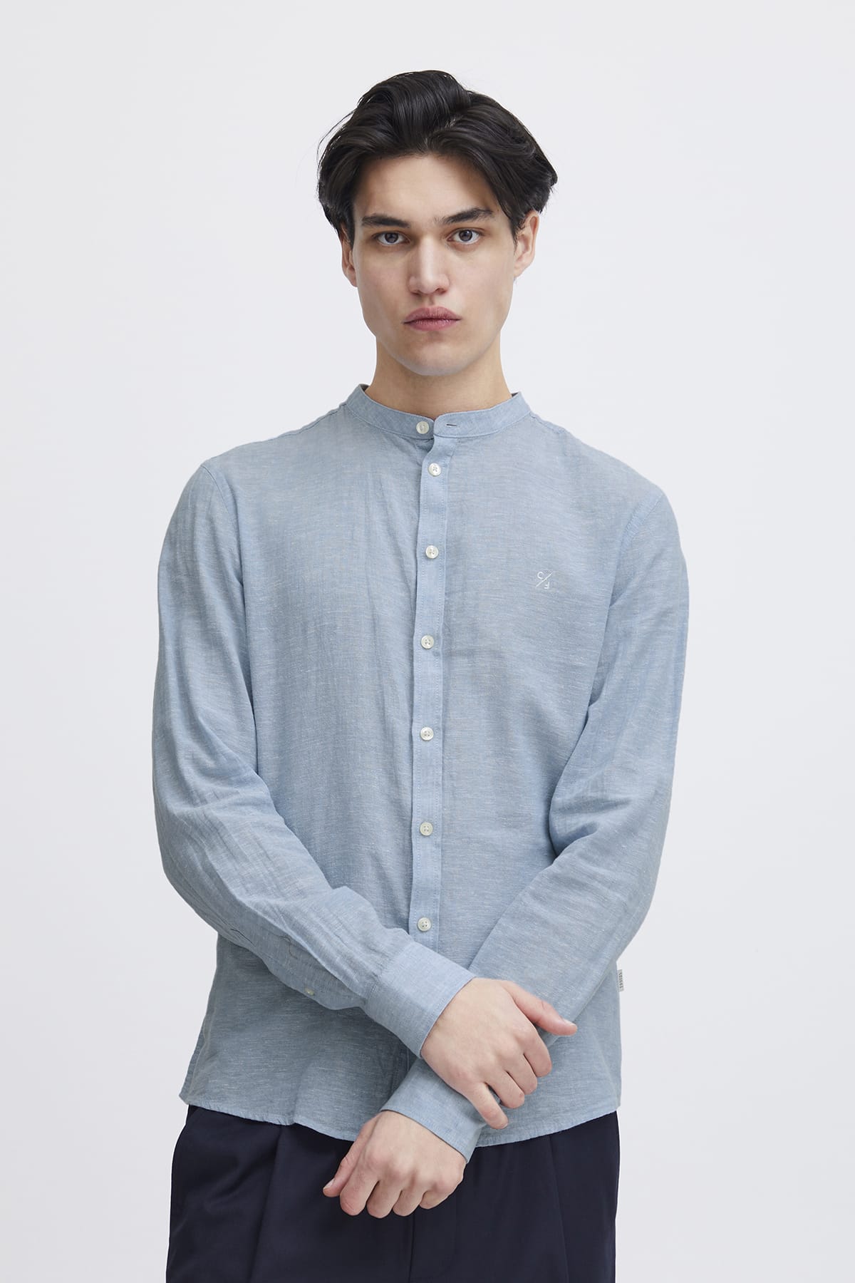 Hemd CFANTON 0053 CC LS linen mix Silver Lake Blue Hemd Casual Friday 