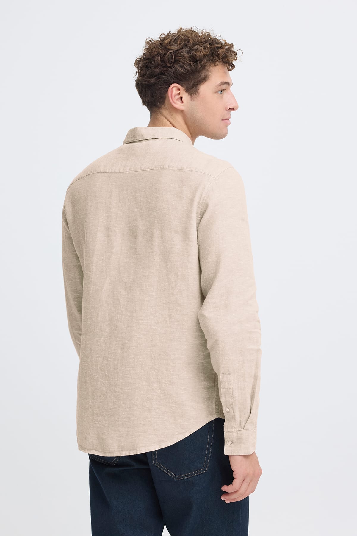 Hemd CFANTON BD LS LINEN SHIRT Plaza Taupe Melange Hemd Casual Friday 