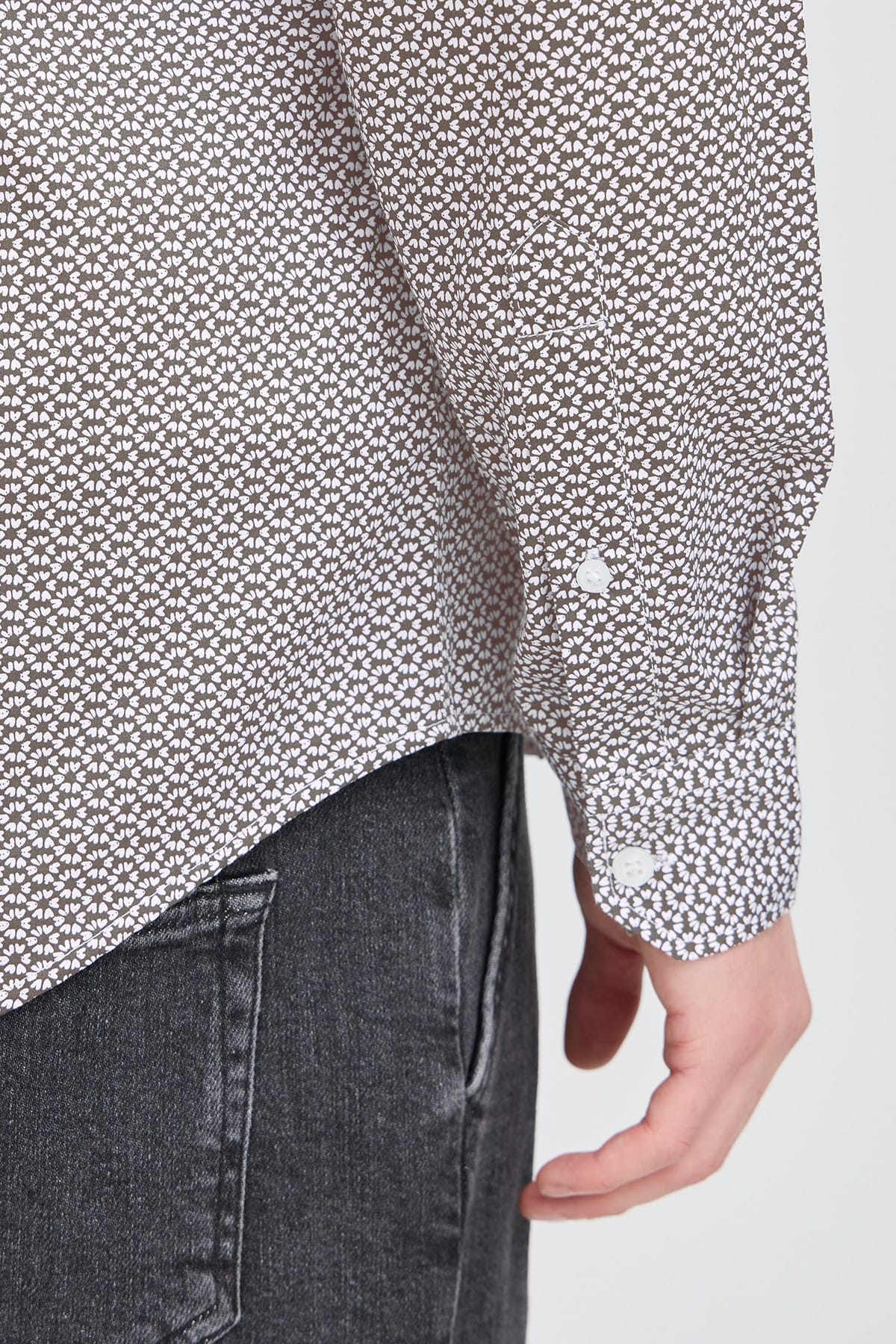 Hemd CFFRIDI LS floral AOP shirt Black Olive Hemd Casual Friday 