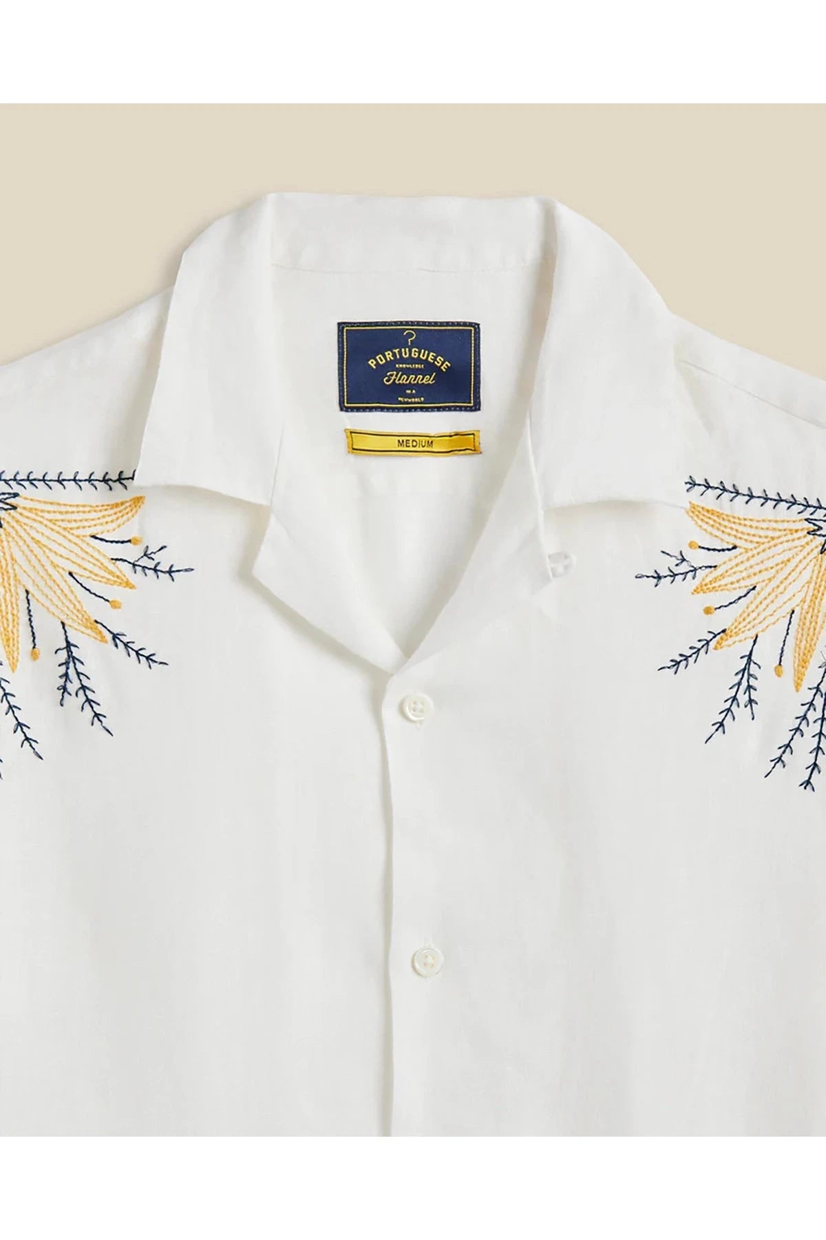 Hemd Embroidery Bird & Flowers Weiß Hemd Portuguese Flannel 