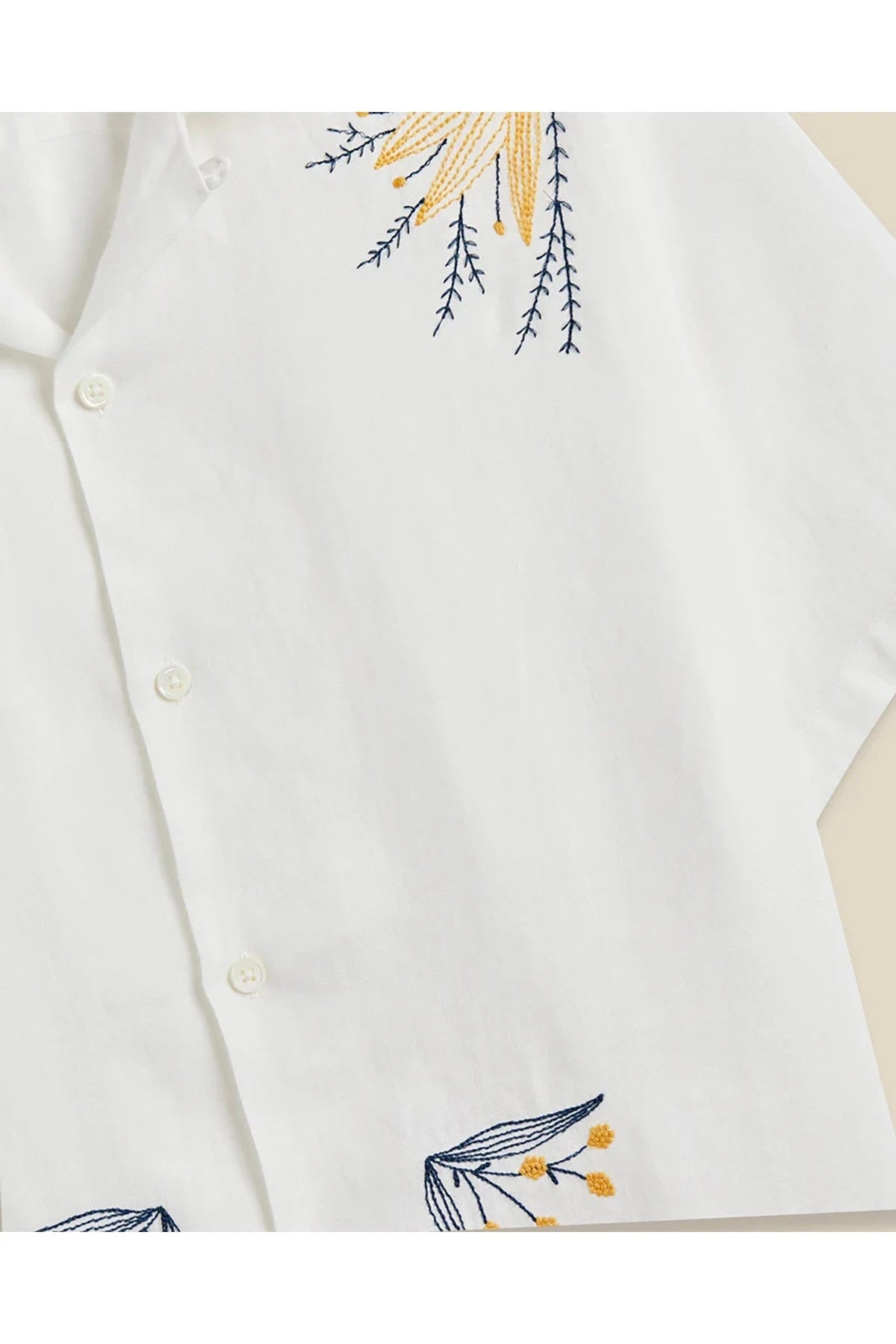 Hemd Embroidery Bird & Flowers Weiß Hemd Portuguese Flannel 