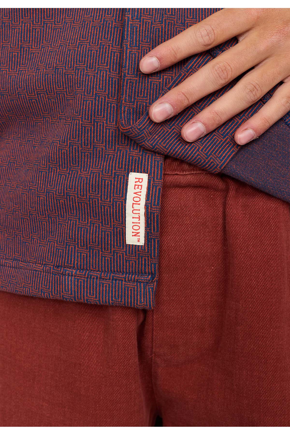 Hemd Jaquard Short-sleeved Cuban Navy Hemd RVLT Revolution 