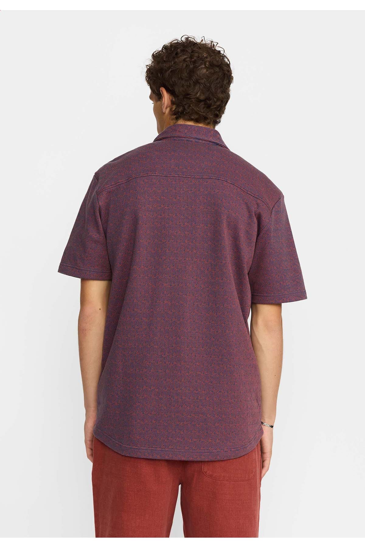 Hemd Jaquard Short-sleeved Cuban Navy Hemd RVLT Revolution 