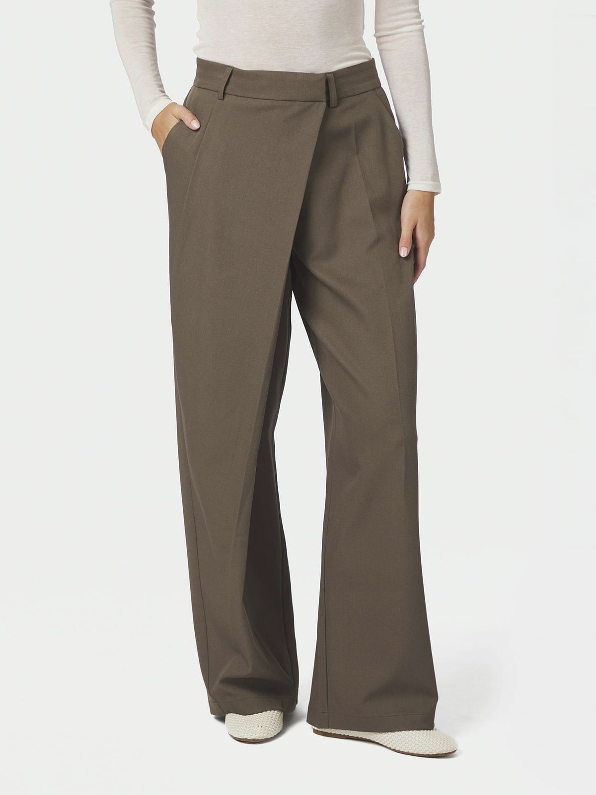 Hose Calina Structure Wrap Pants Dusty Brown Hose Neo Noir 