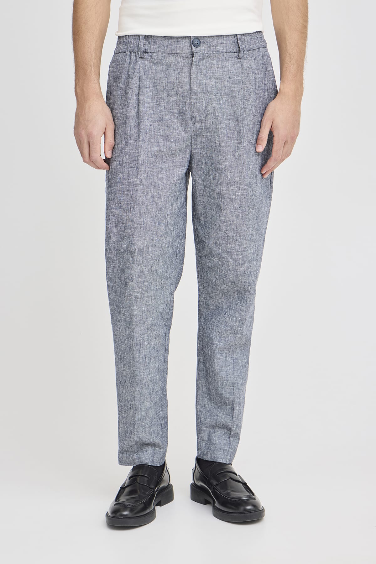 Hose CFMARC 0144 linen mix Dark Navy Melange Hose Casual Friday 