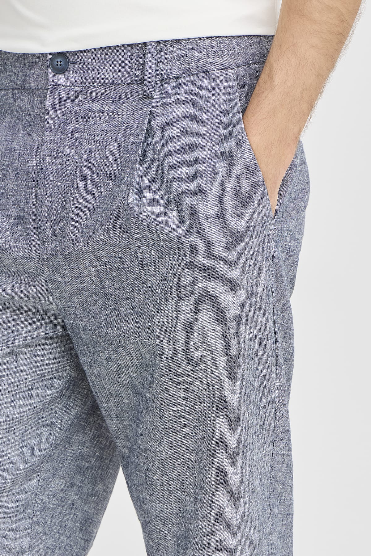 Hose CFMARC 0144 linen mix Dark Navy Melange Hose Casual Friday 