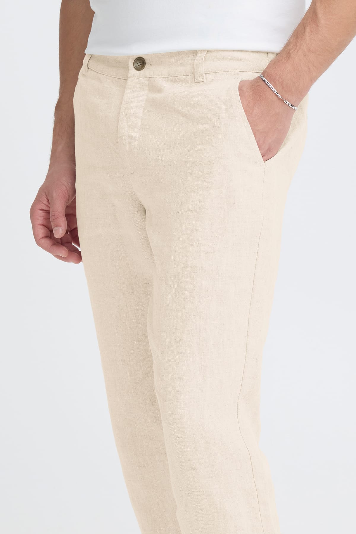 Hose CFPANDRUP LINEN PANT Plaza Taupe Melange Hose Casual Friday 