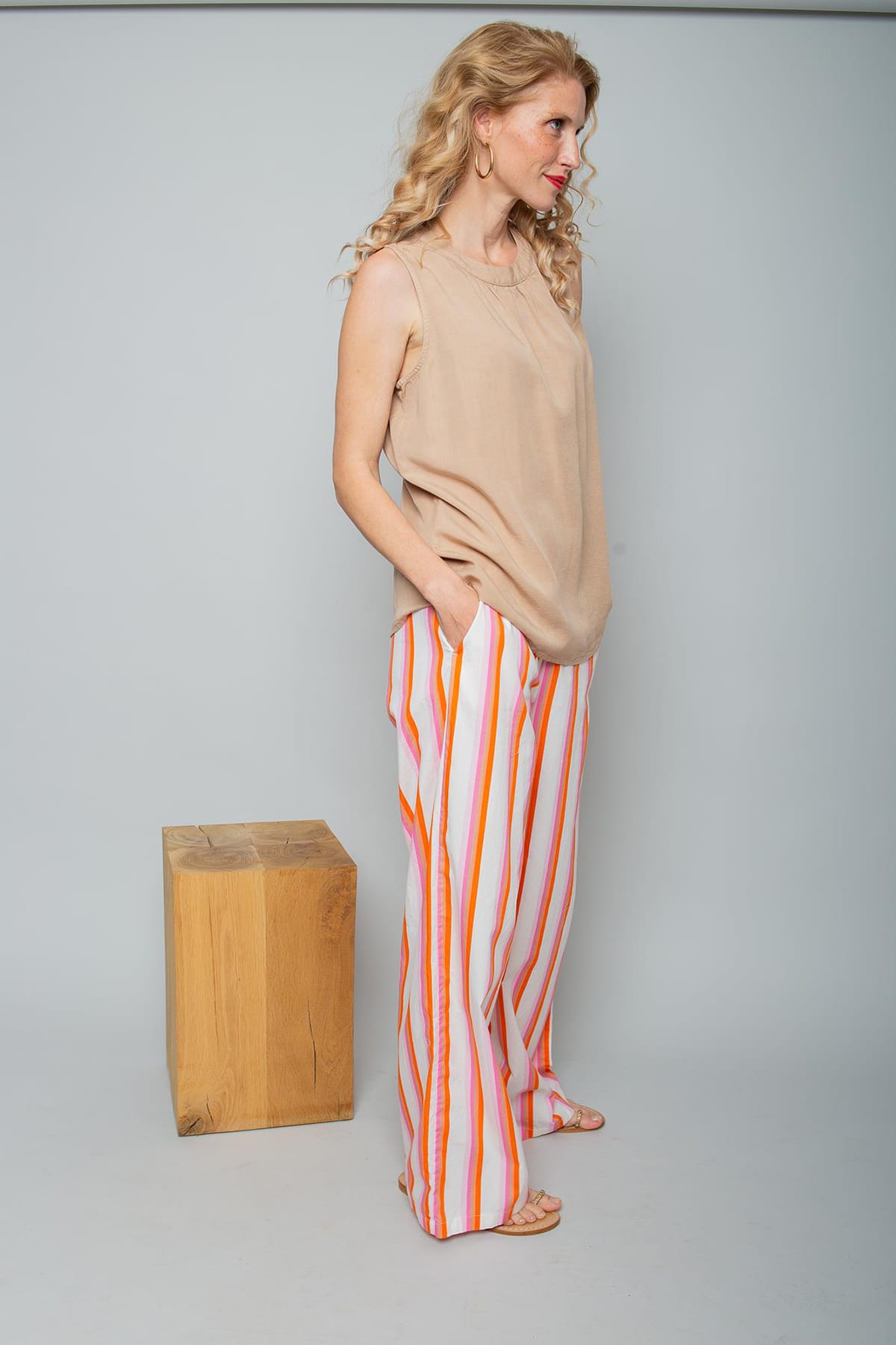 Hose mit elastischem Bündchen pink orange stripe Hose Emily van den Bergh 