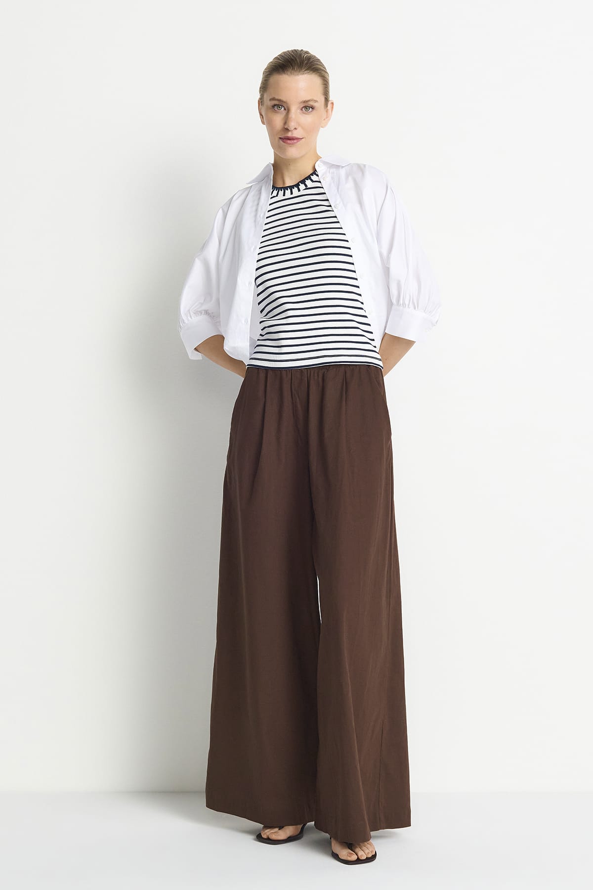 Hose Wide Leg Linen coconut bark Hose Rich&Royal 