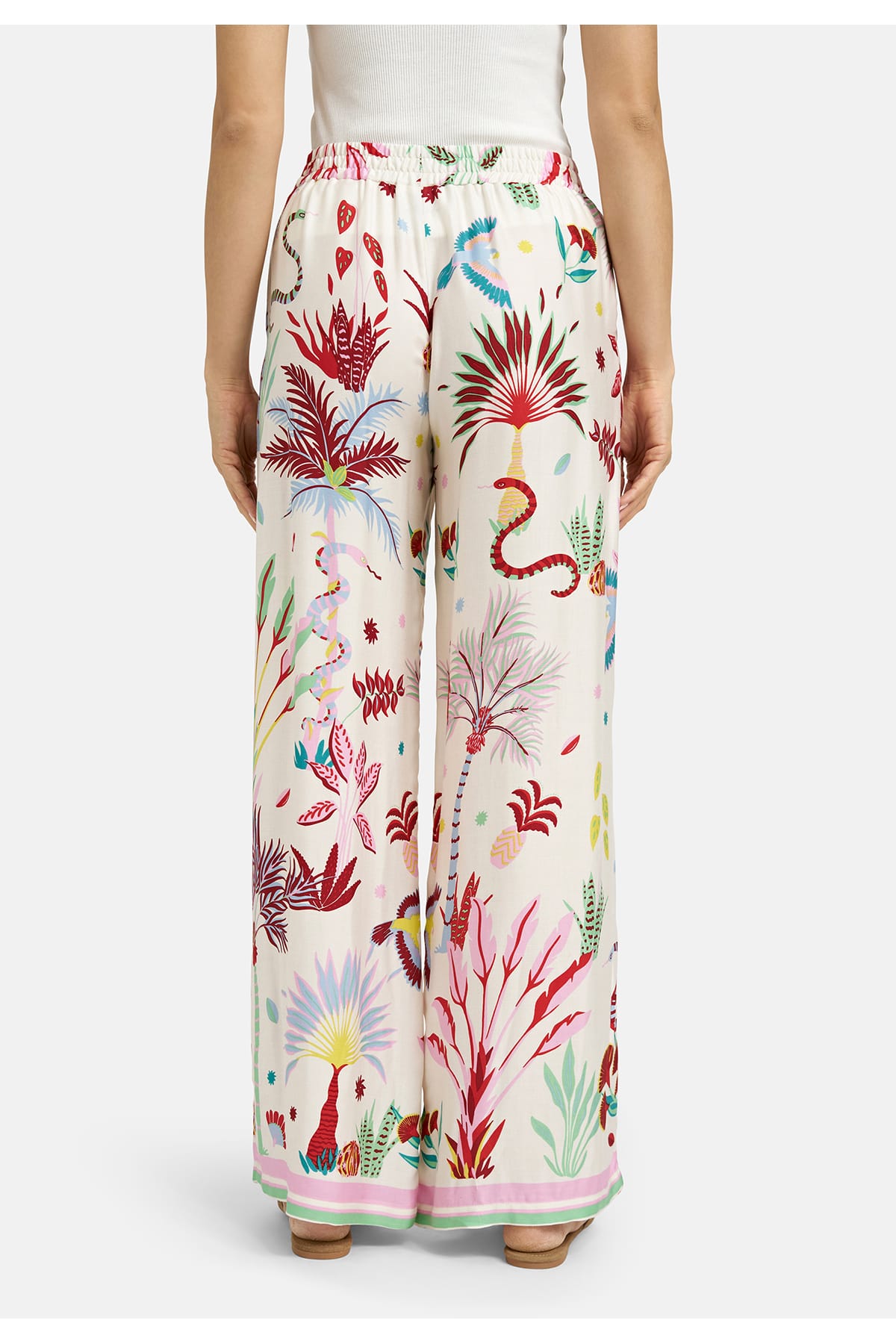 Hose wideleg pants, elastic waist, french pockets sand print Hose Milano 
