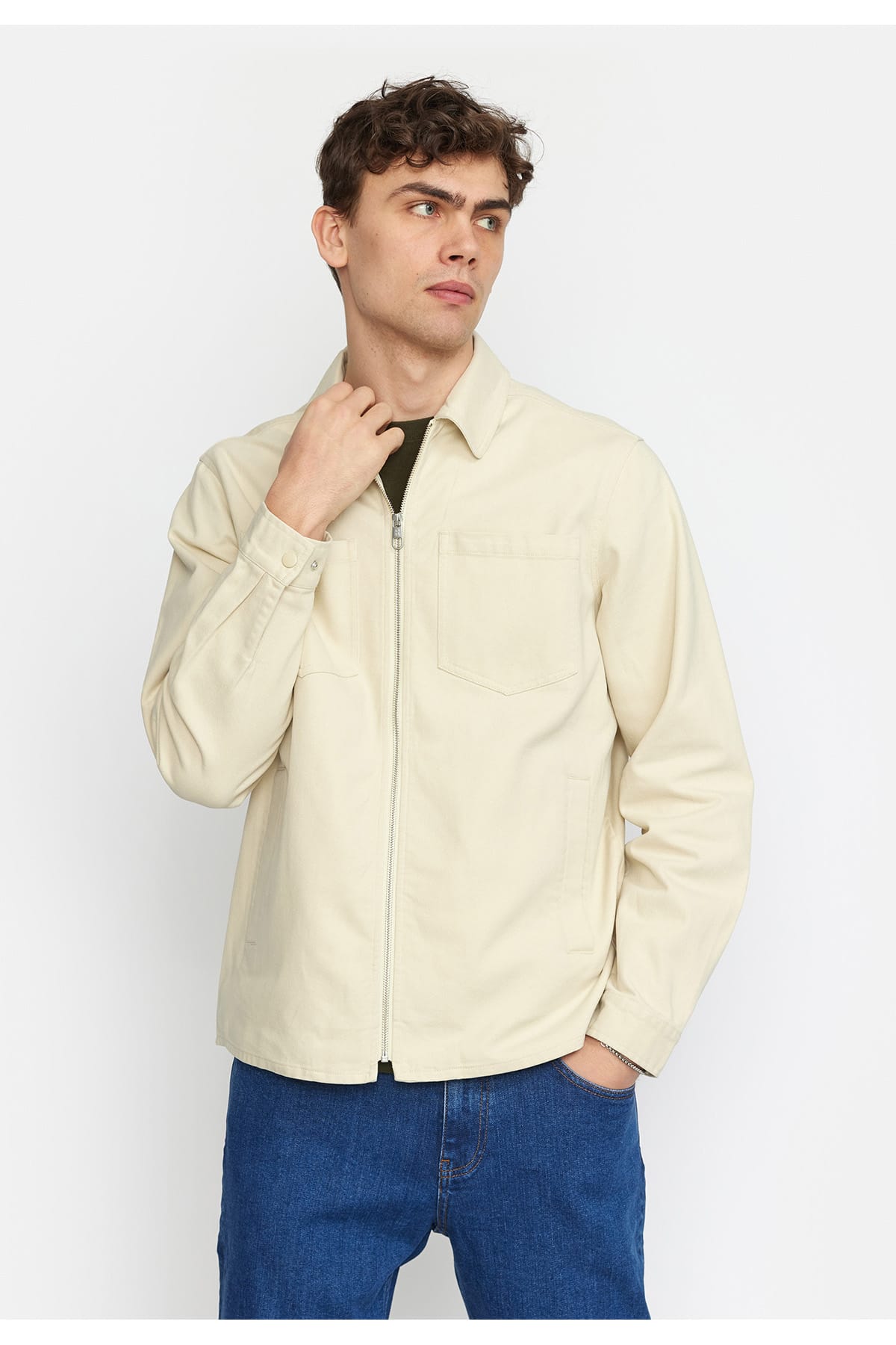 Jacke Overshirt w. Zipper Offwhite Jacke RVLT Revolution 