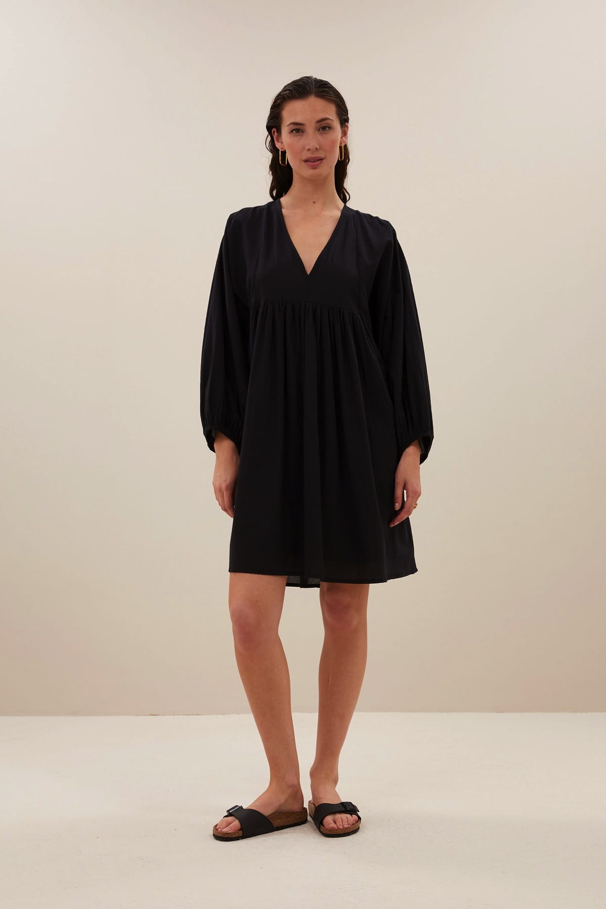 Kleid philou chambric dress jet black Kleid By Bar 