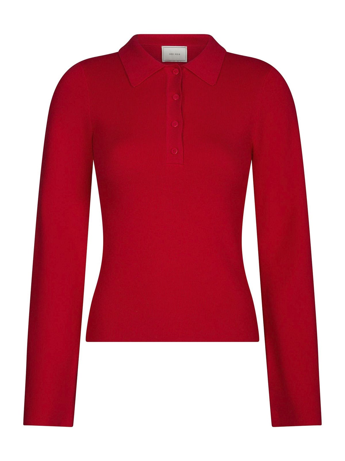 Longsleeve Fannya LS Solid Knit Polo Red Longsleeve Neo Noir 