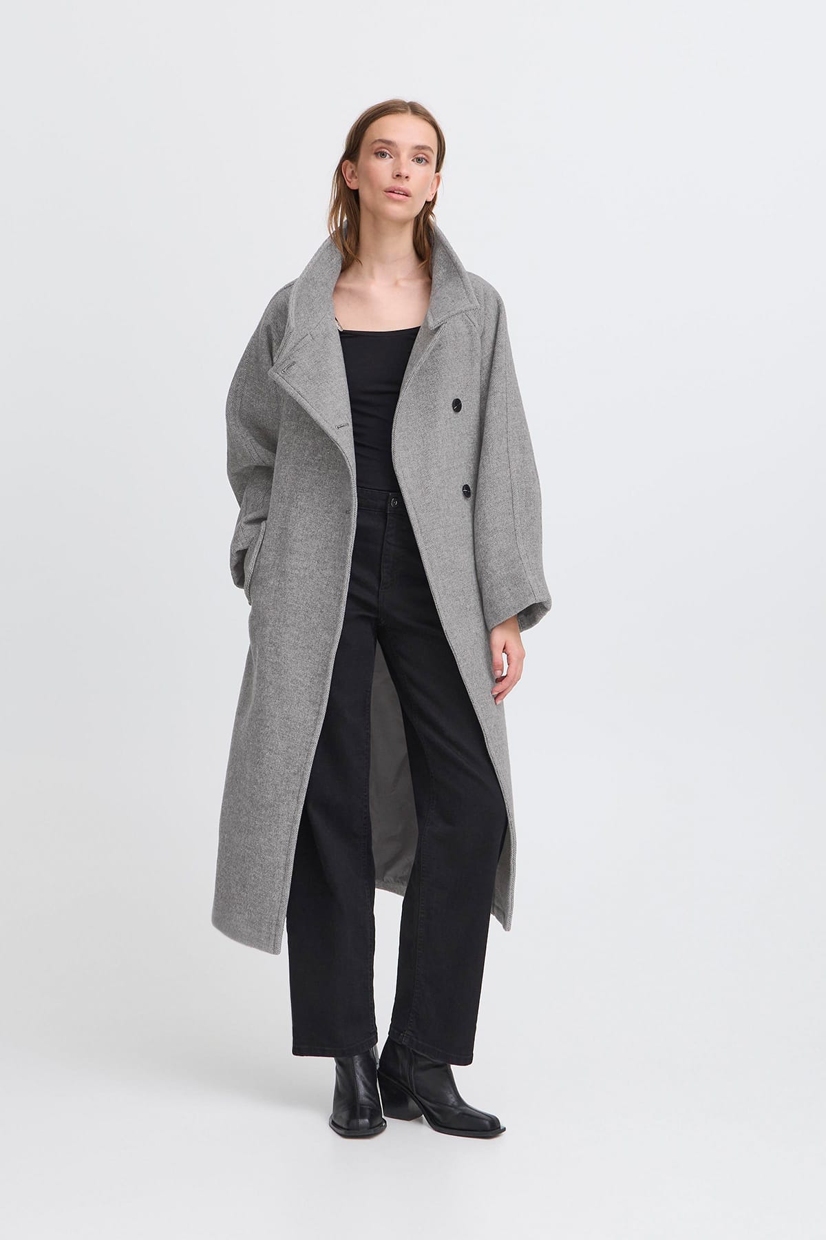 Mantel IHGAZIVA JA2 Grey melange Mantel ICHI 