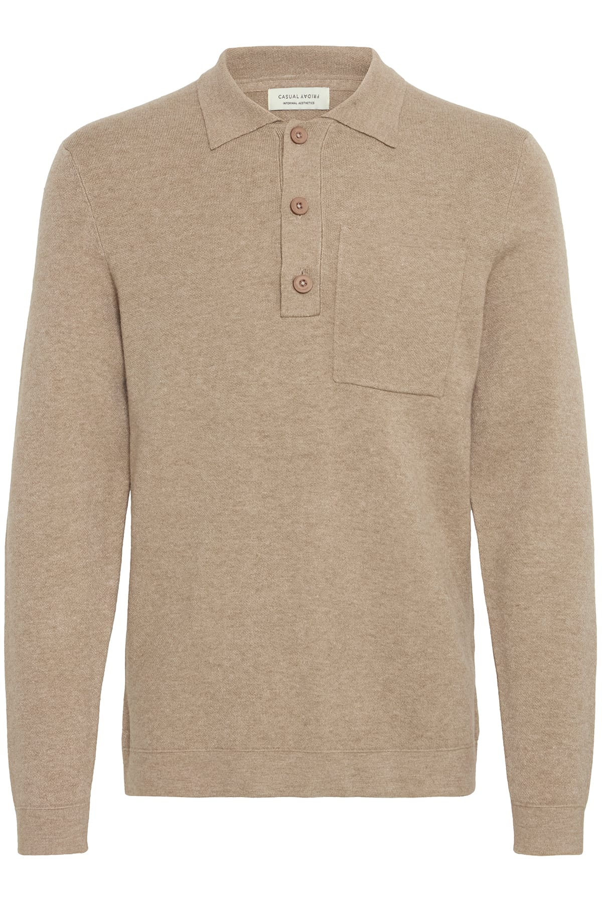 Pullover CFINGMAR 0224 knitted polo Roasted Cashew Melange Pullover Casual Friday 