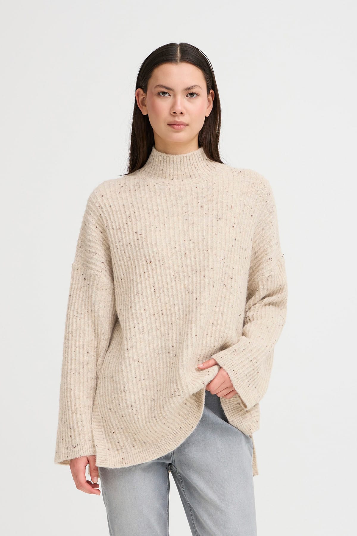Pullover IHDREWS LS Oatmeal Melange Pullover ICHI 