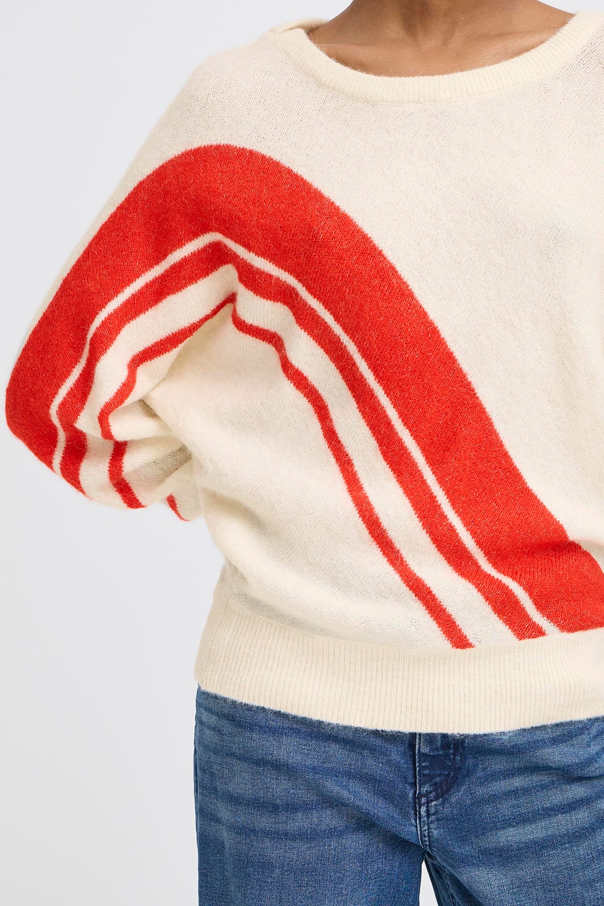 Pullover IHKAMARA LS18 CLOUD WITH FIERY RED Pullover ICHI 