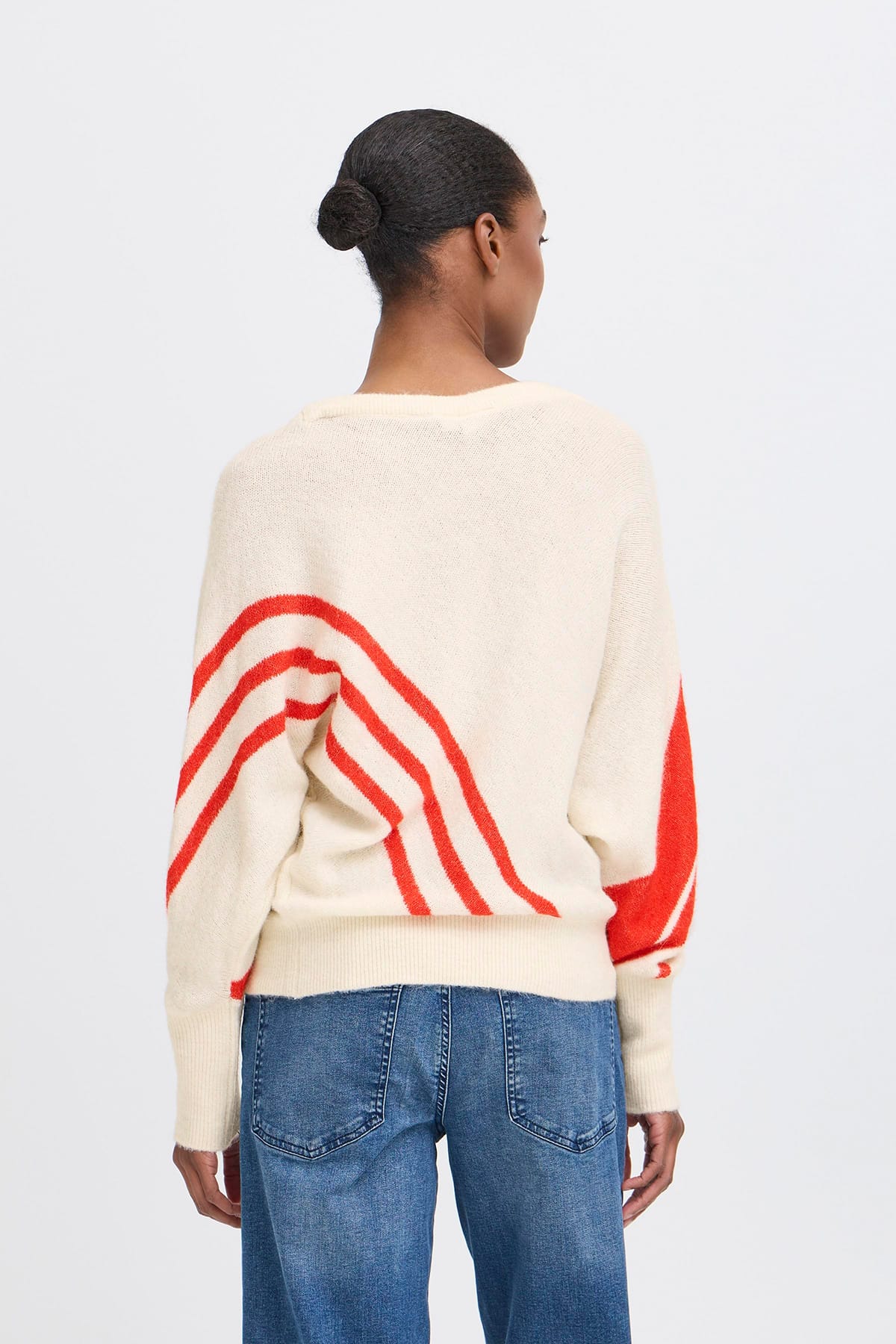 Pullover IHKAMARA LS18 CLOUD WITH FIERY RED Pullover ICHI 