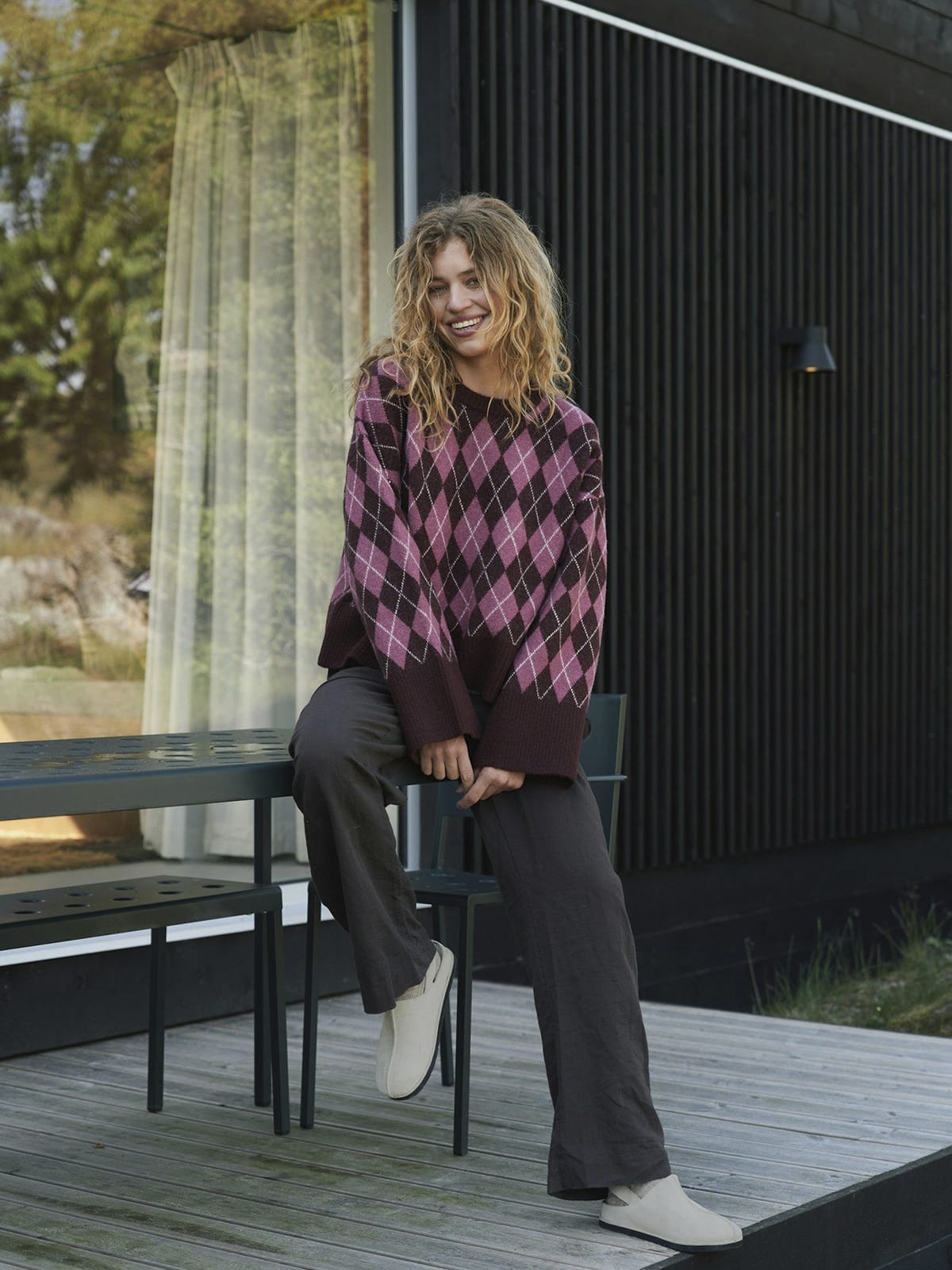 Pullover Kick Check Knit Wine Pullover Neo Noir 