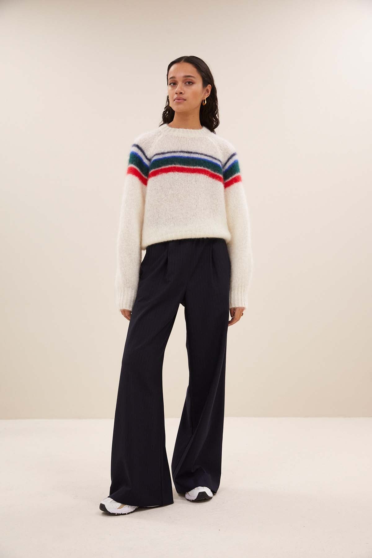 Pullover liam stripe off white Pullover By Bar 