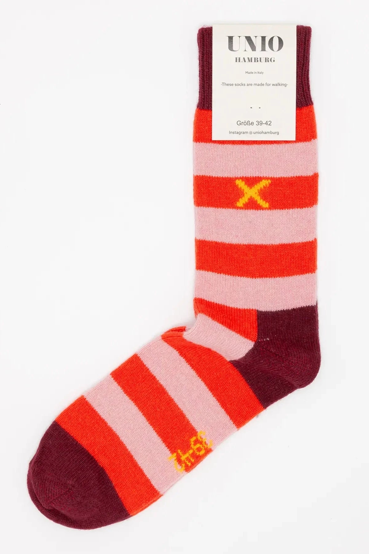 Socken COSY bordeaux - orange - rose Col.14 Socken UNIO Hamburg 
