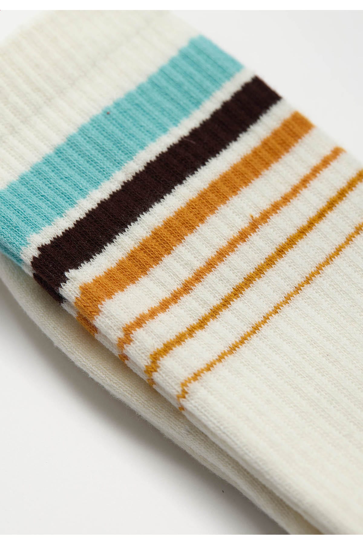 Socken Jaquard Crew Türkis/Gelbe Streifen Socken RVLT Revolution 