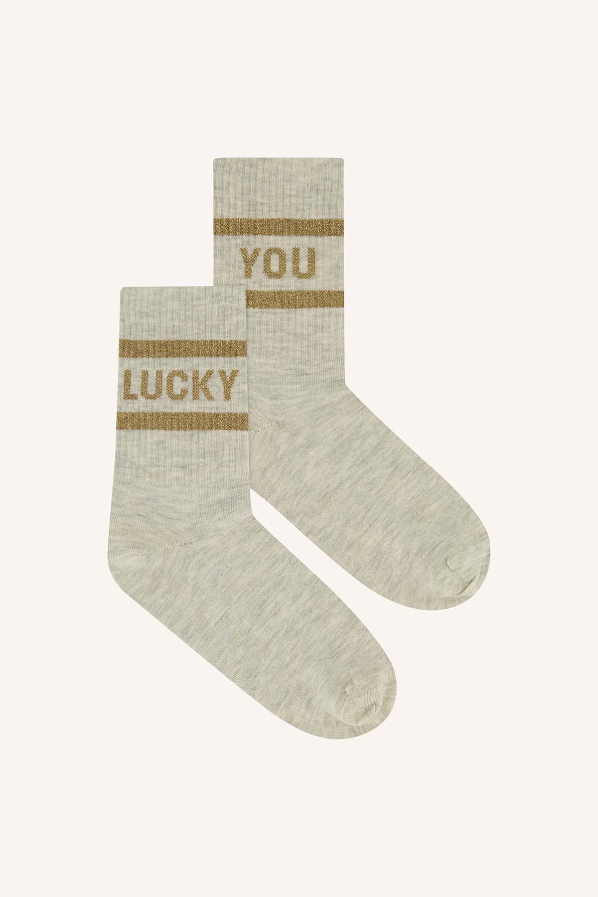 Socken lucky sparkle grey gold Socken By Bar 