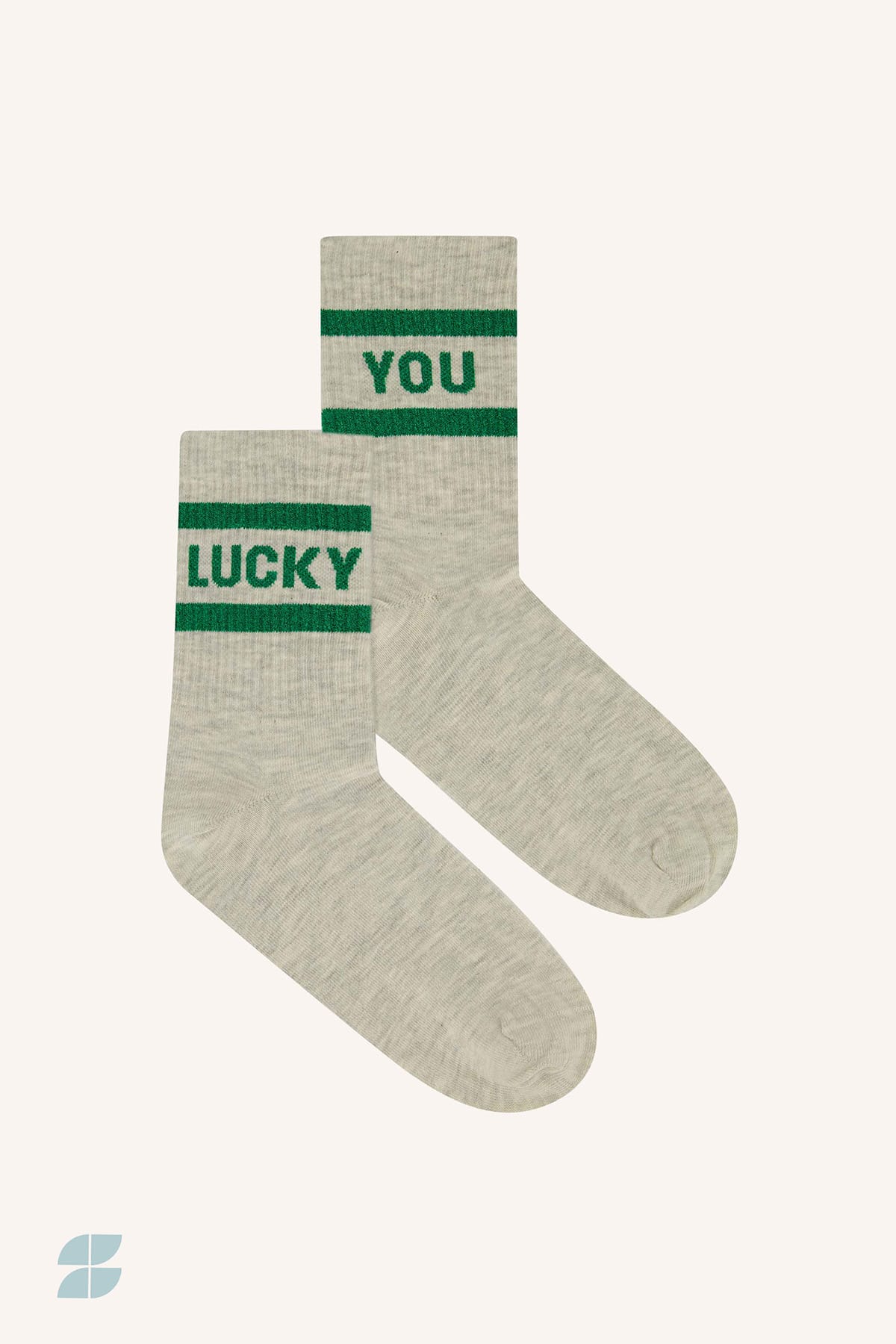 Socken lucky sparkle grey socks spring green Socken By Bar 