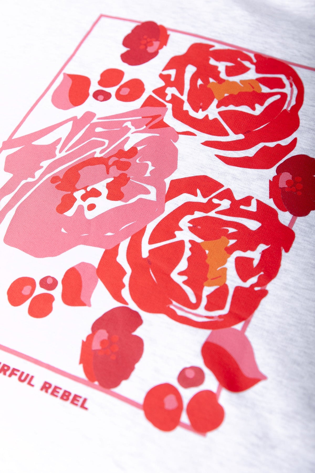 Sweatshirt Flower Square Dropped Shoulder Sweat Light grey melange Sweatshirt Colourful Rebel 