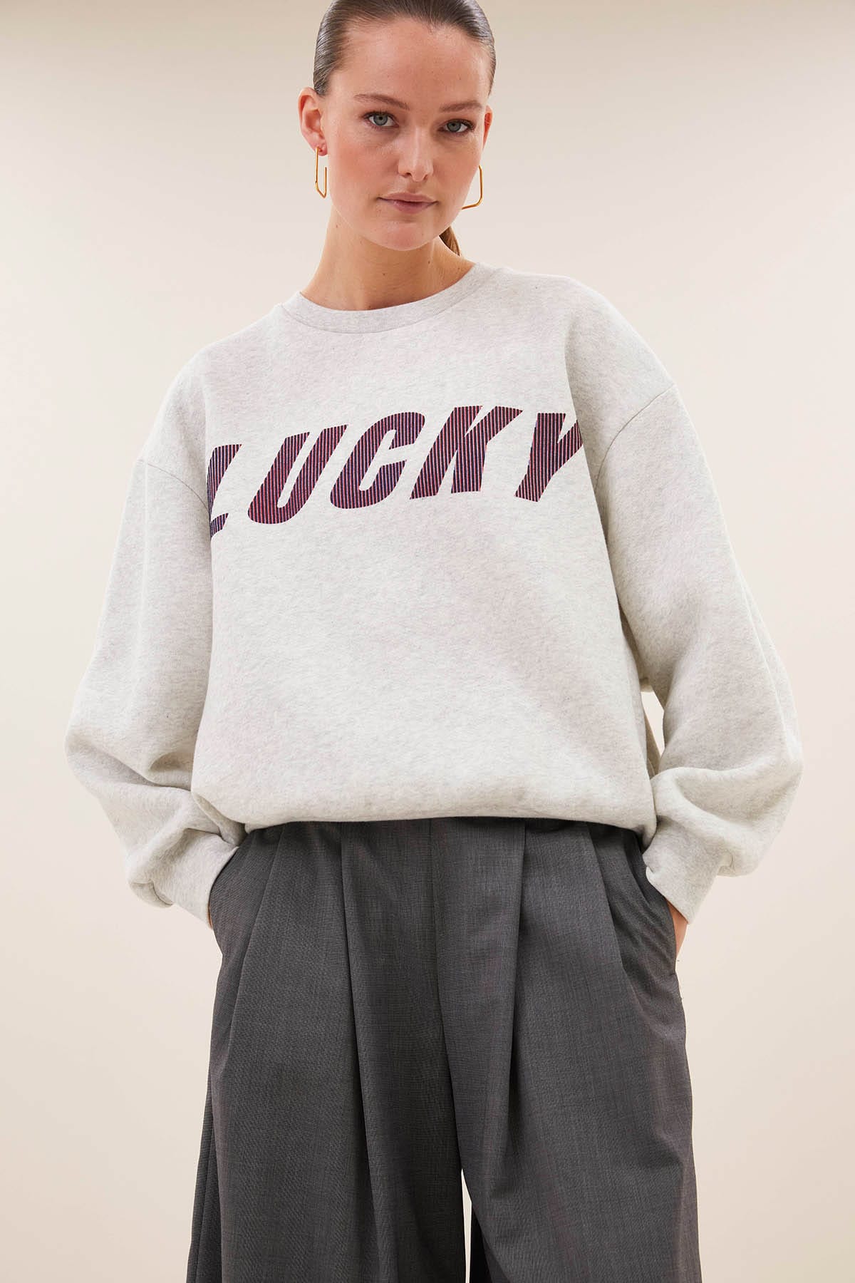 Sweatshirt lili speed light grey melee Sweatshirt By Bar 