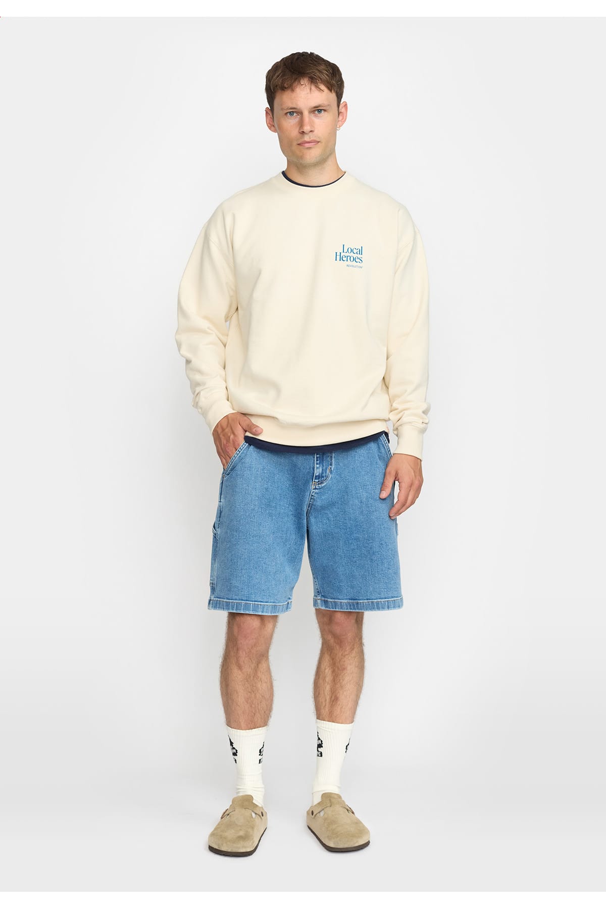 Sweatshirt Printed Crewneck Local Heroes Offwhite Sweatshirt RVLT Revolution 