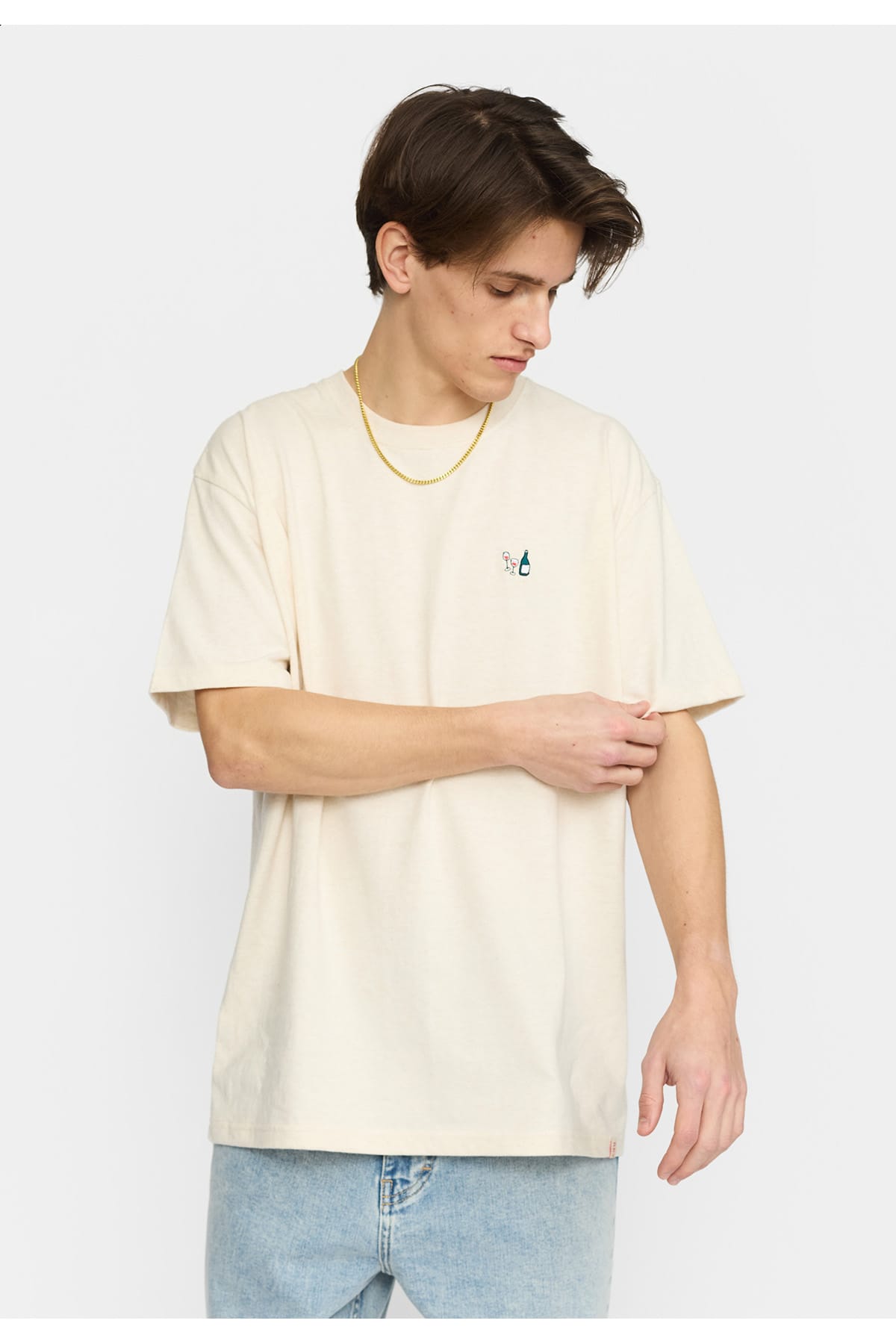 T-Shirt Application T-Shirt Offwhite-melange T-Shirt RVLT Revolution 