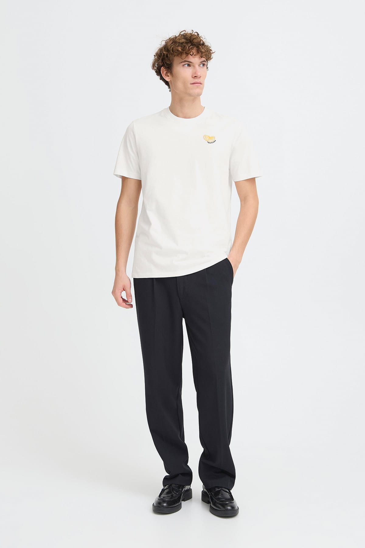 T-Shirt CFSUNDIN 0255 TEE WITH EMB. Snow White T-Shirt Casual Friday 