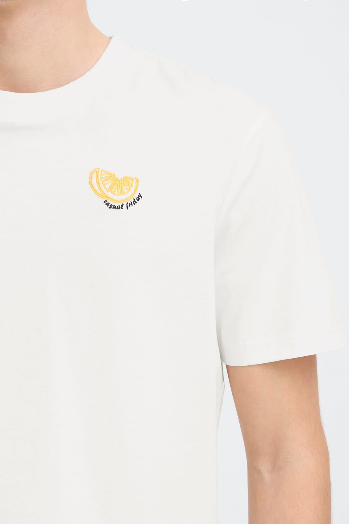 T-Shirt CFSUNDIN 0255 TEE WITH EMB. Snow White T-Shirt Casual Friday 