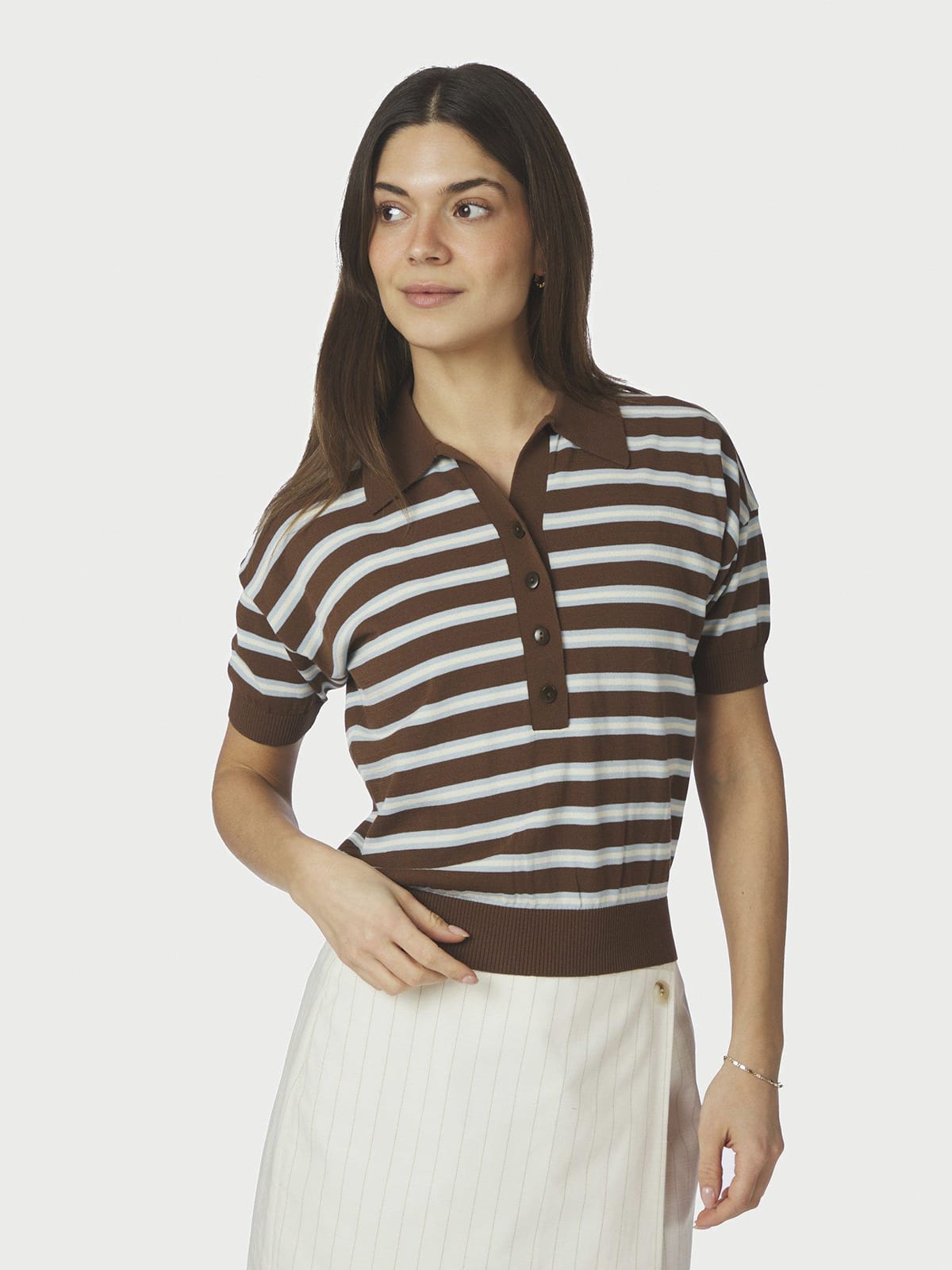 T-Shirt Emira Knit Polo Dark brown T-Shirt Neo Noir 