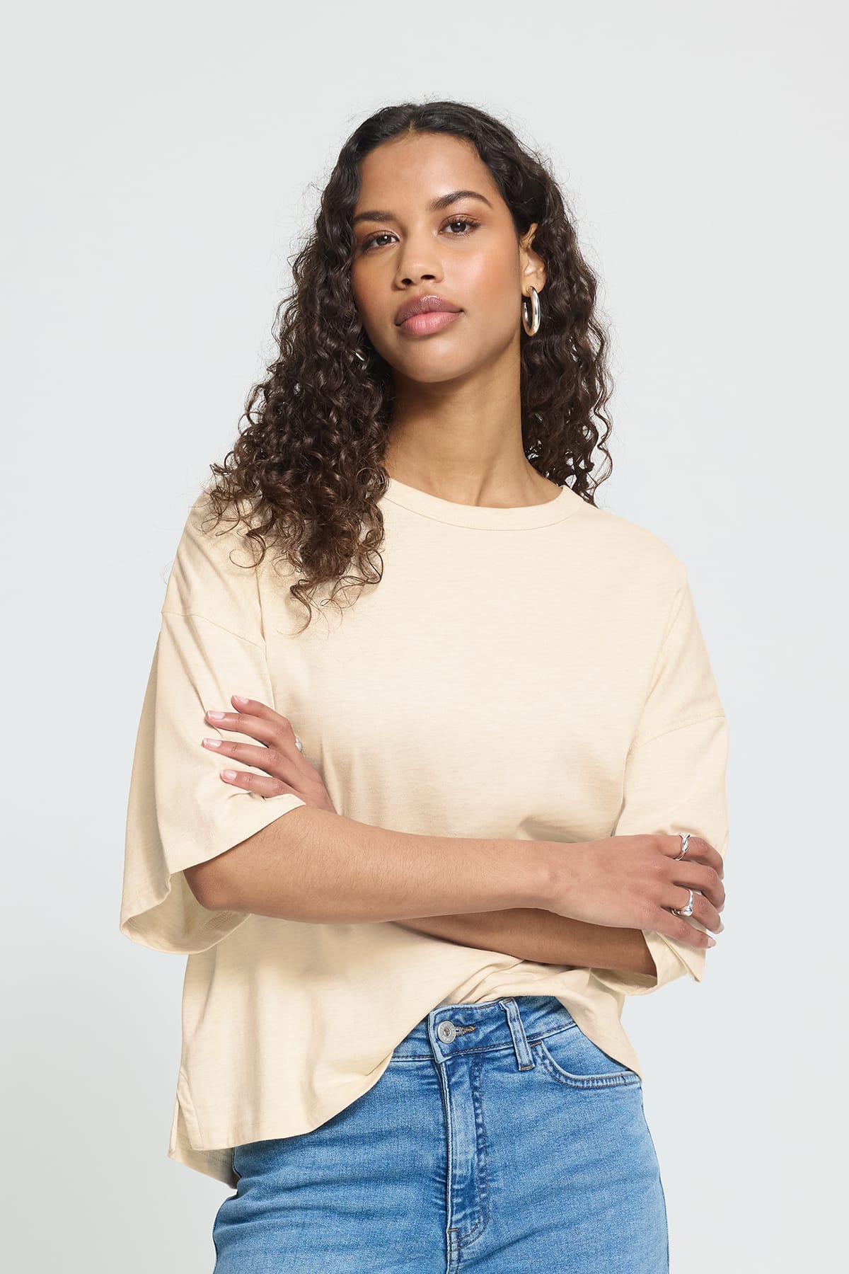 T-Shirt IHPALMER EX LOOSE SS Birch Melange T-Shirt ICHI 