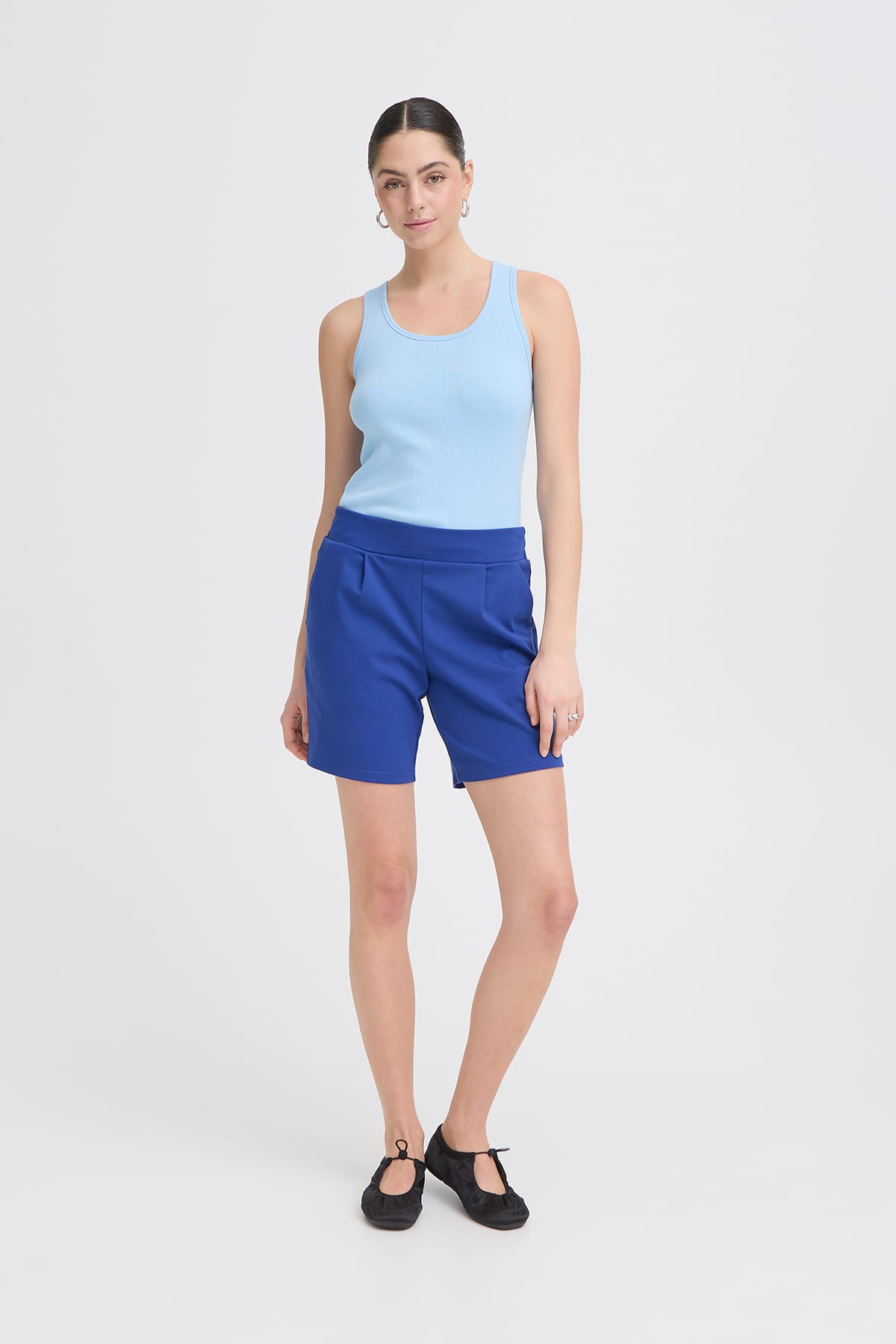 Top IHPALMER RIB BOX TO Powder Blue Top ICHI 