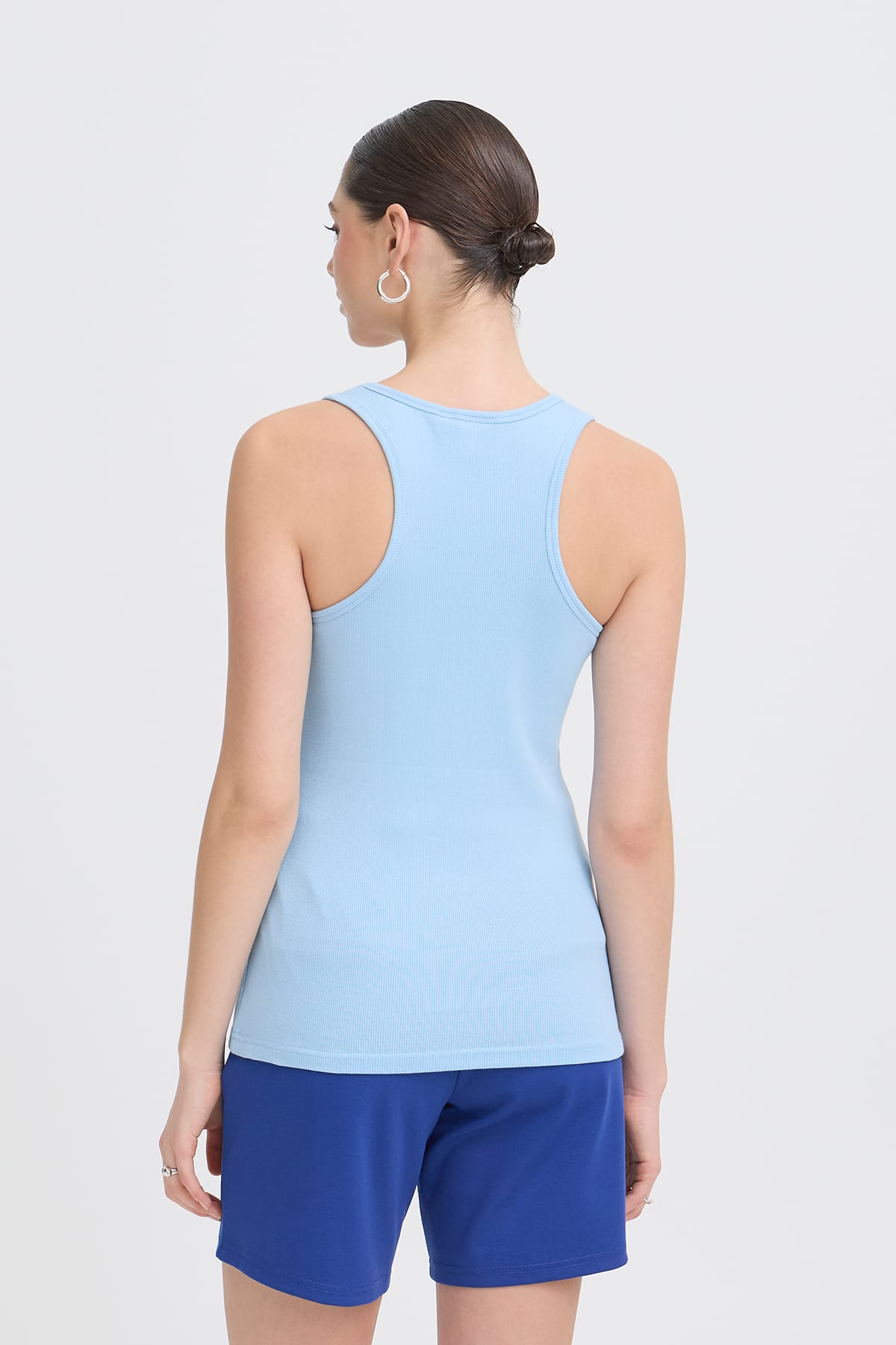 Top IHPALMER RIB BOX TO Powder Blue Top ICHI 
