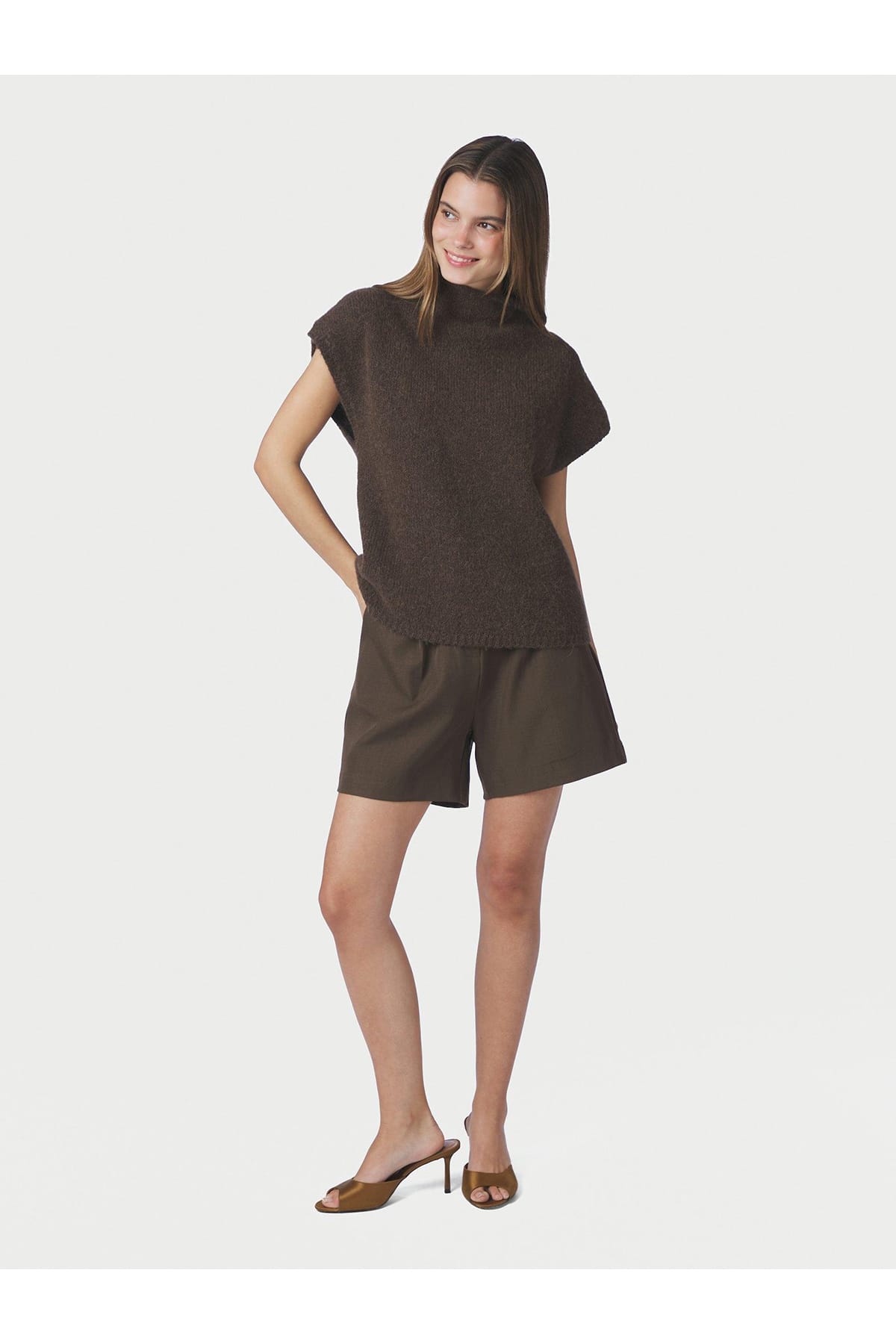 Top Jona Knit Brown Melange Top Neo Noir 