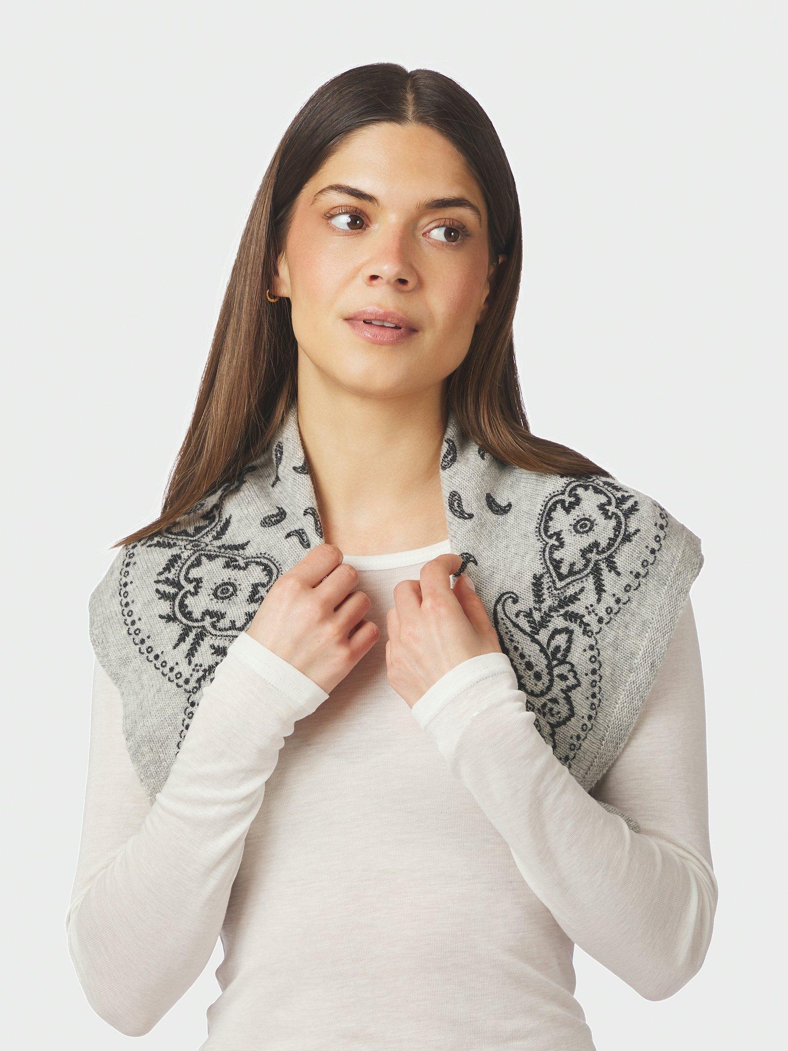 Tuch Adelina Paisley Knit Scarf Grey melange Tuch Neo Noir 